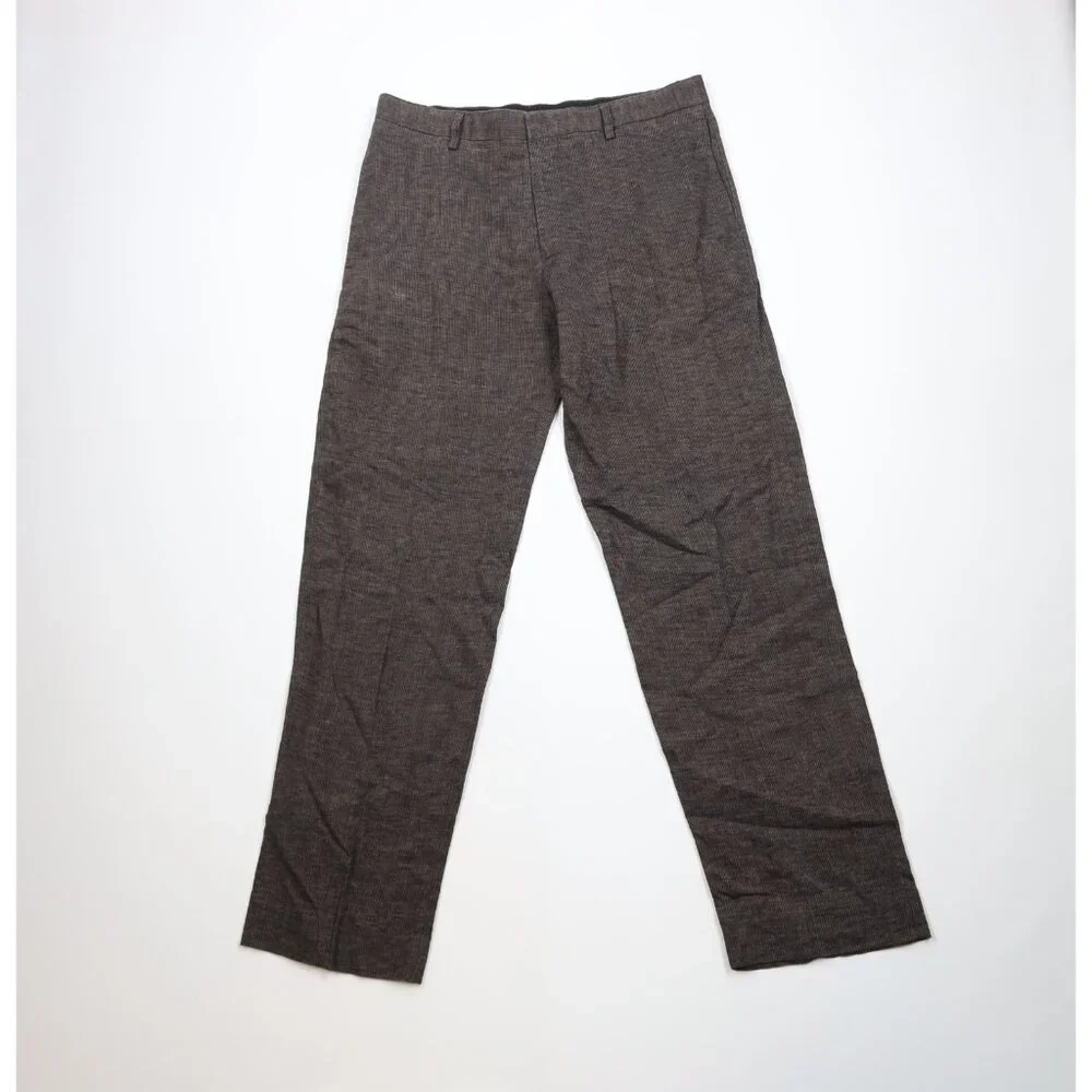 Vintage Y2K Banana Republic Mens 34x34 Faded Linen Pinstriped Wide Leg Pants